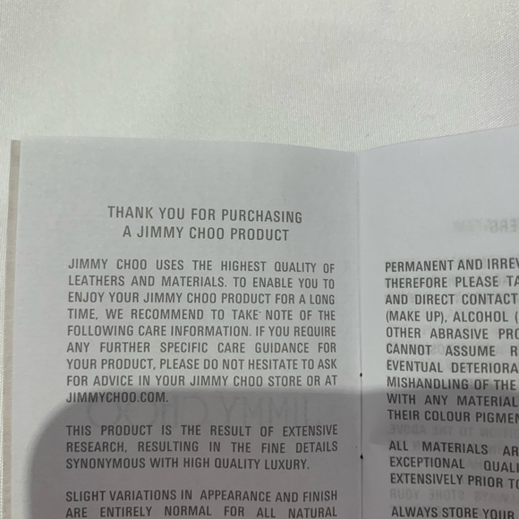 JIMMY CHOO dust bag with drawstring with booklet - Picture 5 of 5